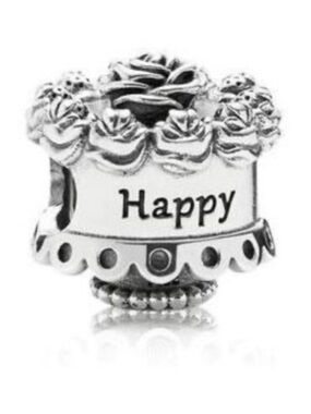 Pandora Silver 'Happy' Cake Charm Bead